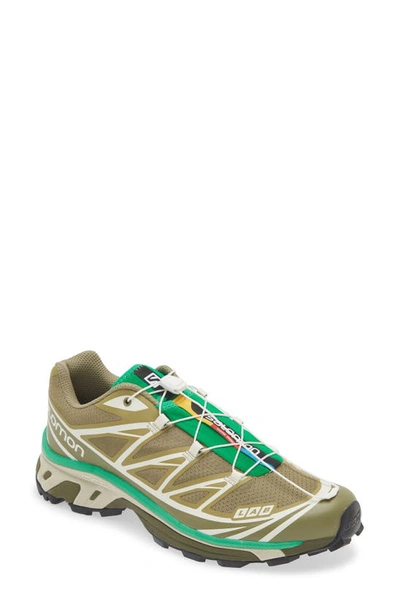 Salomon Xt-6 Sneaker In Dried Herb/deep Lichen Green/bright Green