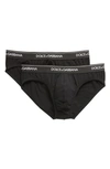 Dolce & Gabbana 2-pack Logo Waist Briefs In Black