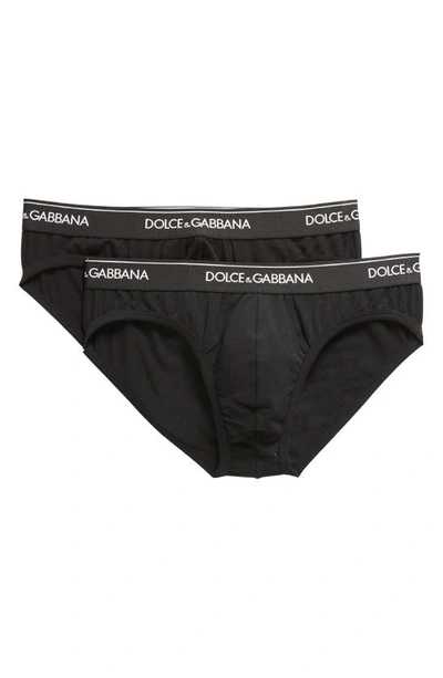 Dolce & Gabbana 2-pack Logo Waist Briefs In Black