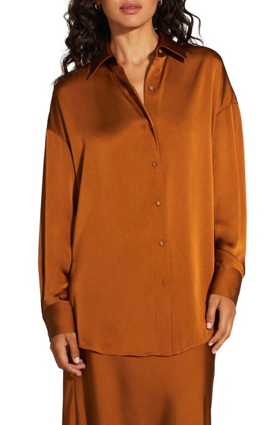 Favorite Daughter The Smooth Ex-boyfriend Satin Shirt In Caramel