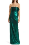 Black Halo Divina Strapless Column Gown In Emerald Glow