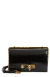 Alexander Mcqueen Jewelled Satchel Mini Leather Crossbody Bag In Black