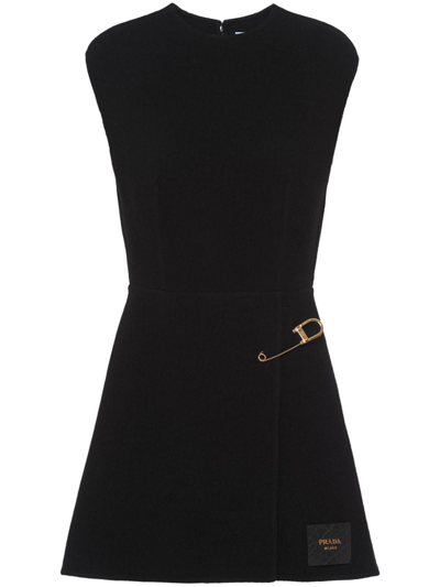 Prada Safety Pin-detail Minidress In Black