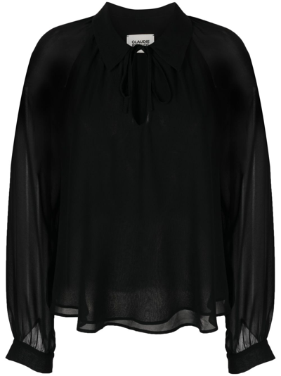 Claudie Pierlot Semi-sheer Long-sleeved Shirt In Black