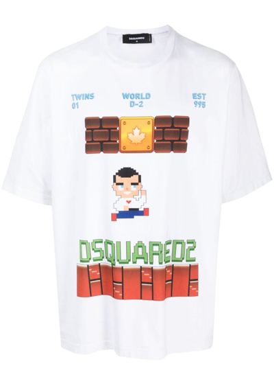 Dsquared2 Logo-print Cotton T-shirt In Weiss
