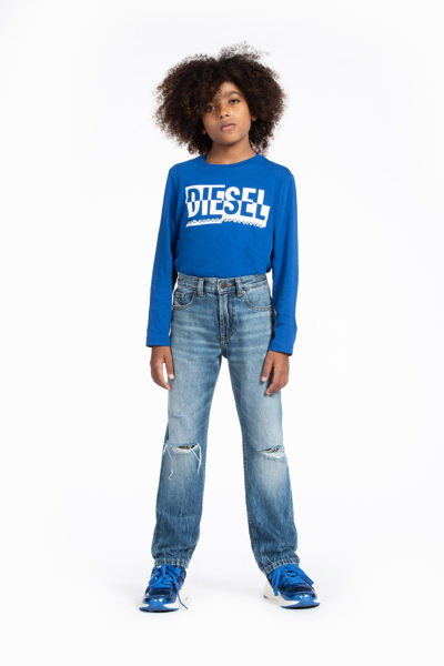 Diesel Kids' 2010-j Trousers  2010 Blue Straight Jeans With Abrasions And Tears