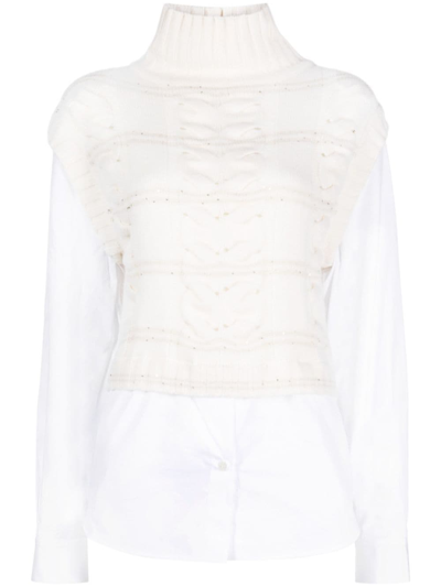 Lorena Antoniazzi High-neck Layered Shirt In White