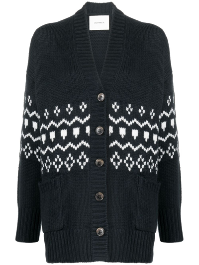 Lisa Yang Blue Greyson Fair Isle Cashmere Cardigan