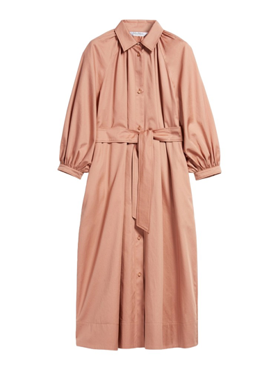 Max Mara Lega Belted Cotton-sateen Shirt Dress In Antique Rose