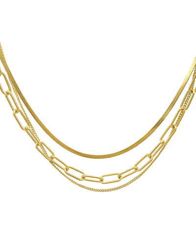 Adornia 14k Yellow Gold Plated Mixed Chain Layered Necklace