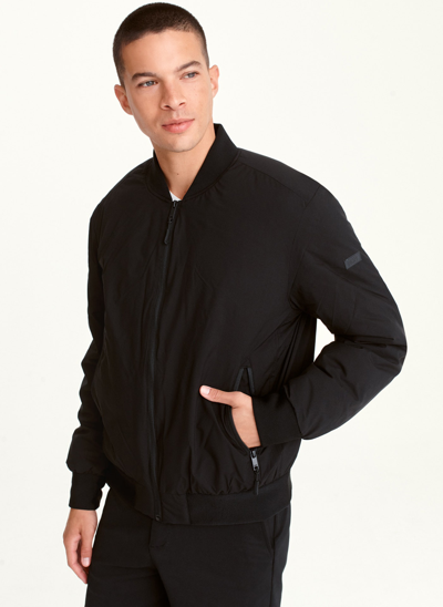 Dkny Men's Ribbed-collar Bomber Jacket In Black