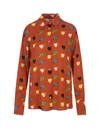 Msgm Red Shirt With Arrowed Heart Print Motif In Red