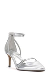 Vince Camuto Kendara Ankle Strap Pointed Toe Pump In Silver
