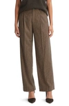 VINCE PLEATED HOUNDSTOOTH STRAIGHT LEG PANTS