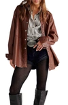 Free People Easy Rider Faux Leather Shirt In Desert Topaz