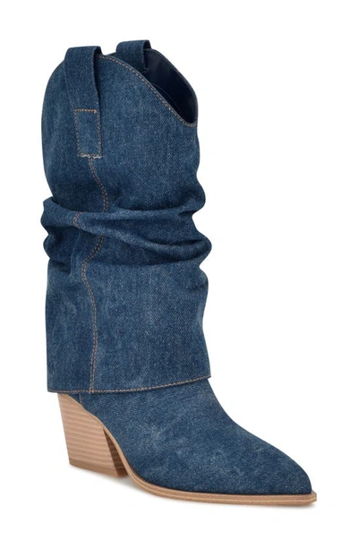 Nine West Wilton Slouch Bootie In Dark Blue