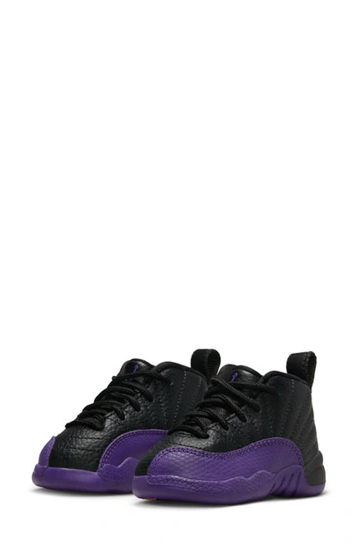 Jordan Kids' Air  12 Retro Basketball Sneaker In Black/ Purple/ Gold/ Taxi