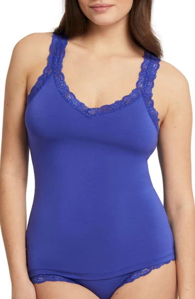Fleur't Iconic Lace Trim Camisole With Shelf Bra In Sapphire