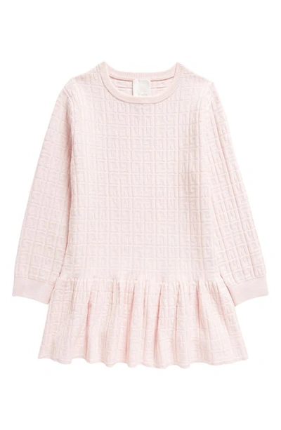 Givenchy Kids' 4g Jacquard Knit Ruffle Hem Sweater Dress In Marshmallow