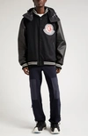 MONCLER GENIUS X BILLIONAIRE BOYS CLUB DURNAN LEATHER & VIRGIN WOOL BLEND BOMBER JACKET