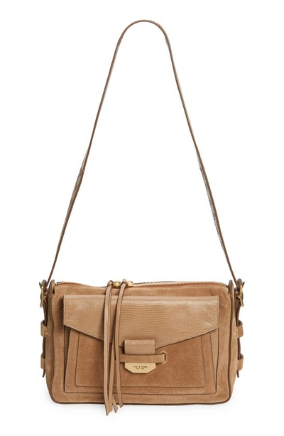 Rag & Bone Field 2.0 Lizard Embossed Suede & Leather Messenger Bag In Camel Lizard Suede