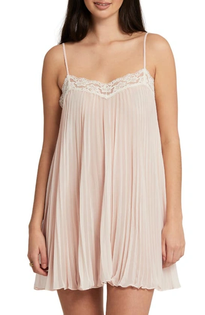 Rya Collection Lace Trim Pleat Chiffon Chemise In Blush