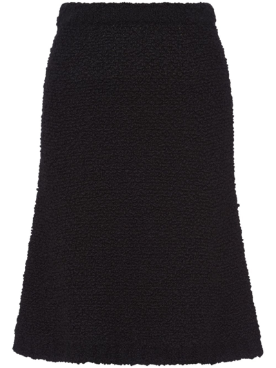 Prada Women's Bouclé Mohair Knit Skirt In F0002 Nero