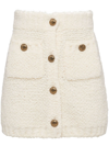 Prada Wool Button Miniskirt In White