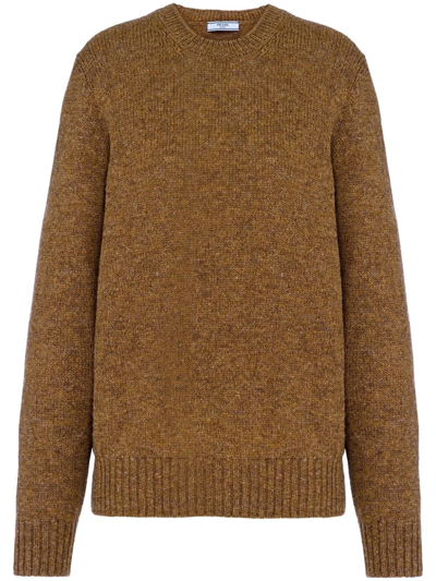Prada Long-sleeve Knitted Jumper In Brown