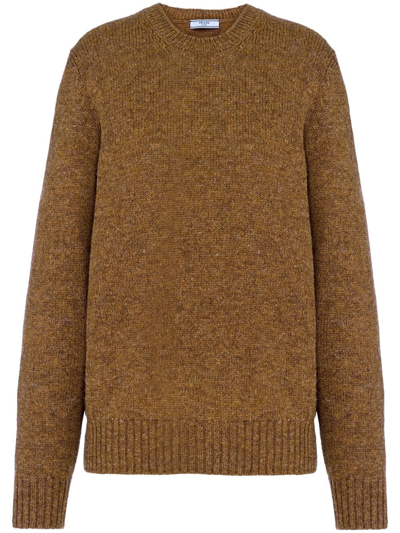 Prada Long-sleeve Knitted Jumper In Olive Green