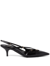 Miu Miu 55mm Buckle-embellished Slingblack Pumps In Black