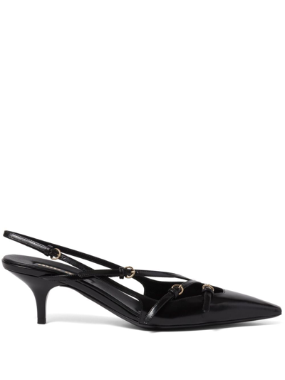 MIU MIU 55MM BUCKLE-EMBELLISHED SLINGBLACK PUMPS