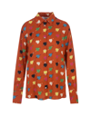 MSGM RED SHIRT WITH ARROWED HEART PRINT MOTIF