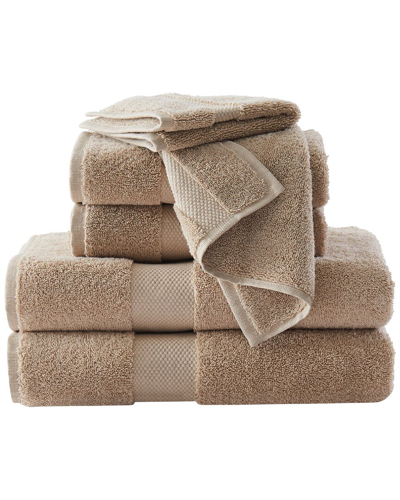 Brooklyn Loom Solid Turkish Cotton 6pc Towel Set In Khaki