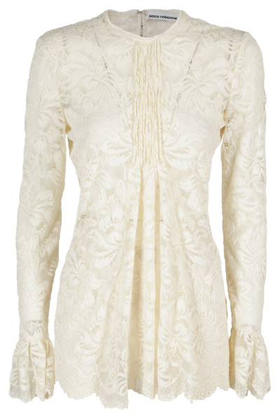 Rabanne Paco  Floral Lace Long In Beige