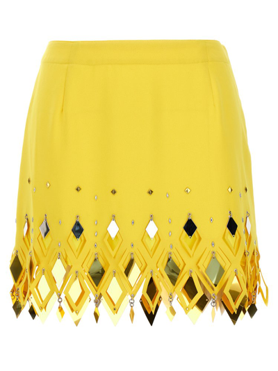 Paco Rabanne Embellished Mini Skirt In Yellow