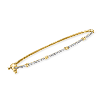 Rs Pure By Ross-simons Diamond Studded Bangle Bracelet In 14kt Yellow Gold In Multi