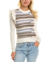 Autumn Cashmere Broken Stitch Cashmere Sweater In White