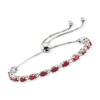 Ross-simons Ruby Bracelet With Diamond Accents In Sterling Silver In Silver