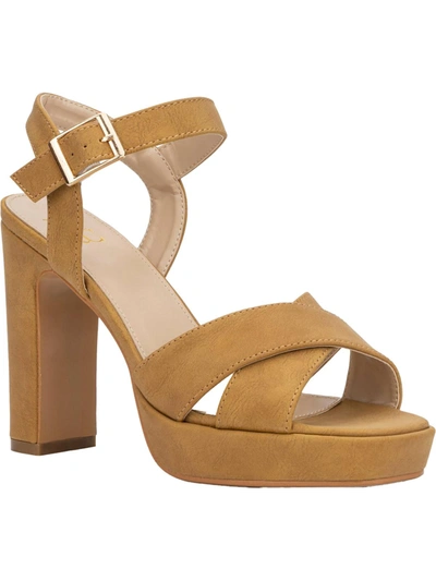 New York And Company Adalia Womens Faux Suede Ankle Strap Platform Sandals In Tan