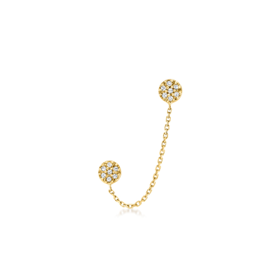 Rs Pure By Ross-simons 14kt Yellow Gold Double-piercing Chain Single Earring With Diamond Accents In White