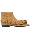 JW ANDERSON JW ANDERSON RUFFLE TRIM ANKLE BOOTS - BROWN,FW01JWA12155269