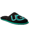 Ugg Scuff Logo Suede Slipper In Black