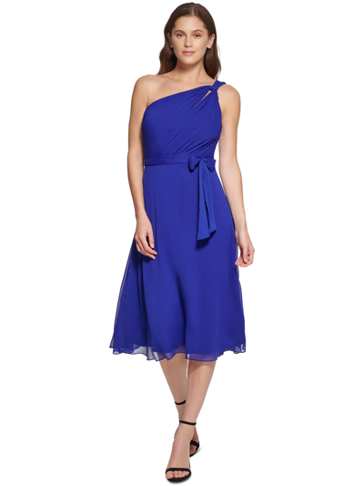 Dkny Womens Belted Midi Cocktail And Party Dress In Multi
