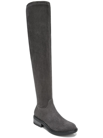 Lifestride Kennedy Womens Suede Tall Knee-high Boots In Grey Microsuede