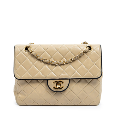 Pre-owned Chanel Vintage Straight Tall Single Flap In Beige