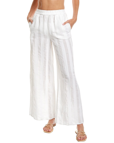 Solid & Striped The Delaney Tonal Stripe Wide Leg Swim Cover-up Trousers In White