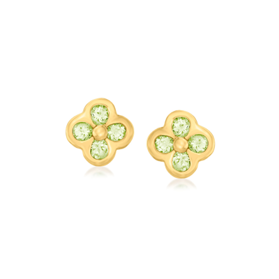Rs Pure By Ross-simons Peridot Flower Earrings In 14kt Yellow Gold In Green