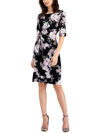 CONNECTED APPAREL WOMENS FLORAL KNEE SHEATH DRESS