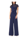 Js Collections Nova Bow Shoulder Wide Leg Jumpsuit In Blue
